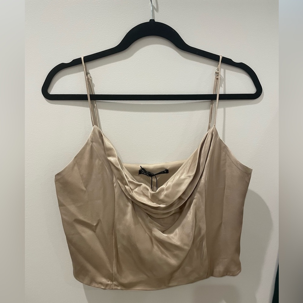 Zara Satin Effect Corset Crop top - L *NWT*